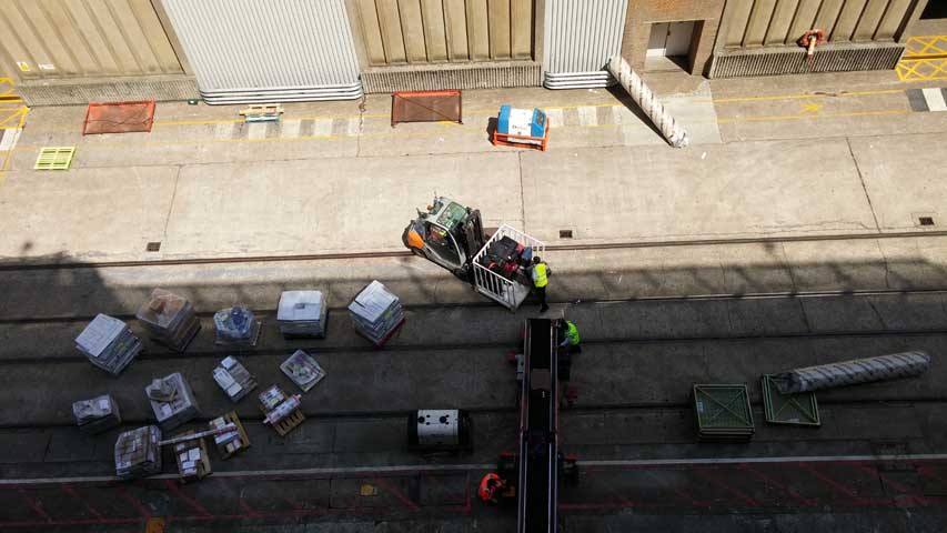 Luggage for a cruise being loaded into the ship