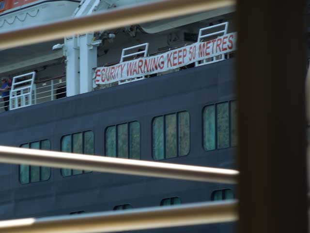 Cunard Queen Elizabeth Security Message when Tendering